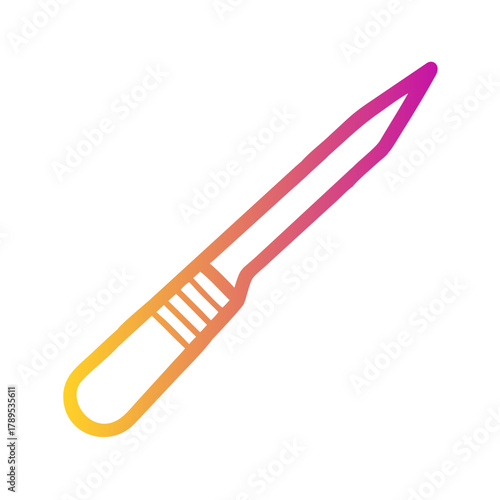 a flat gradient outline icon of a surgical scalpel for web and graphic design.
