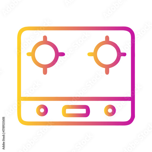 a flat gradient outline icon of a stovetop burner for web and graphic design.