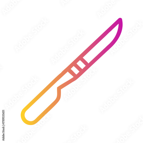 a flat gradient outline icon of a surgical scalpel for web and graphic design.