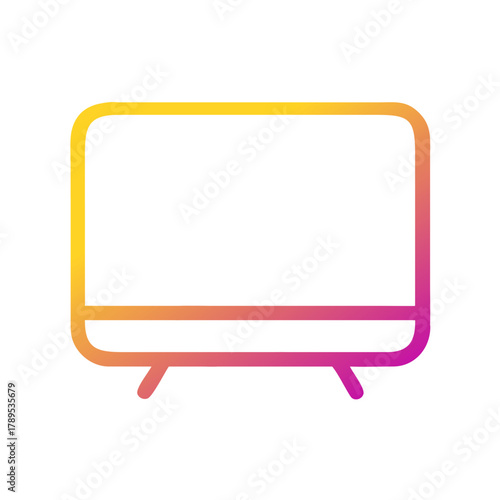 a flat gradient outline icon of a television for web and graphic design.