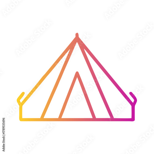 a flat gradient outline icon of a tent for web and graphic design.