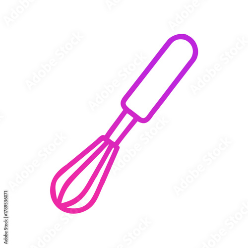 a flat gradient outline icon of a whisk for web and graphic design.