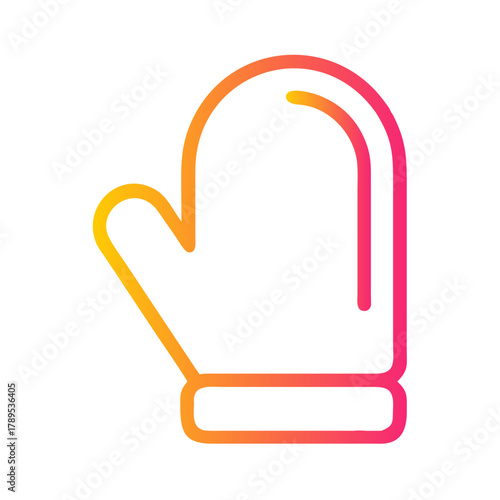 a flat gradient outline icon of an oven mitt for web and graphic design.