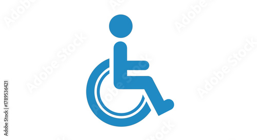 A blue icon of a person in a wheelchair, symbolizing accessibility and disability.