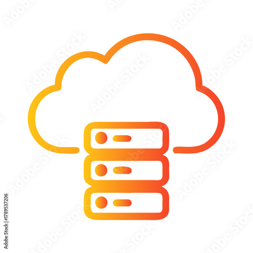 a flat gradient outline icon of cloud server for web and graphic design.