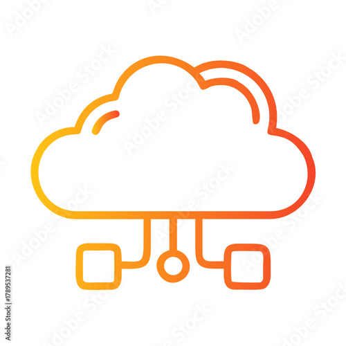 a flat gradient outline icon of cloud system for web and graphic design.