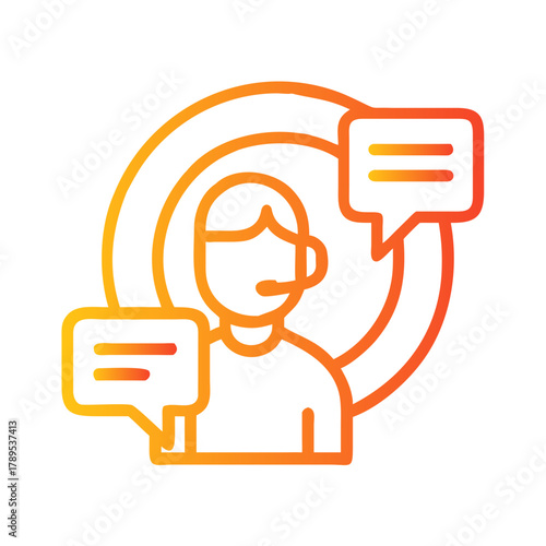 a flat gradient outline icon of customer care for web and graphic design.