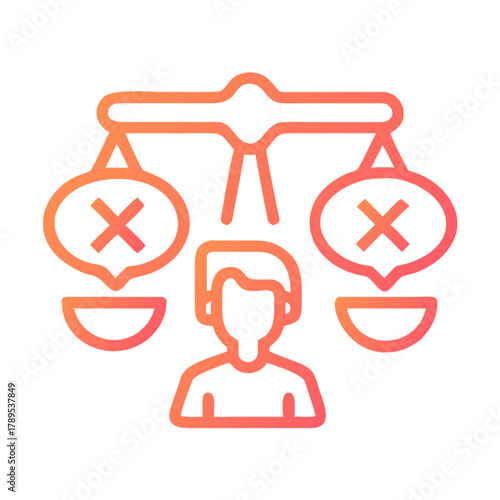 a flat gradient outline icon of ethical decision making for web and graphic design.