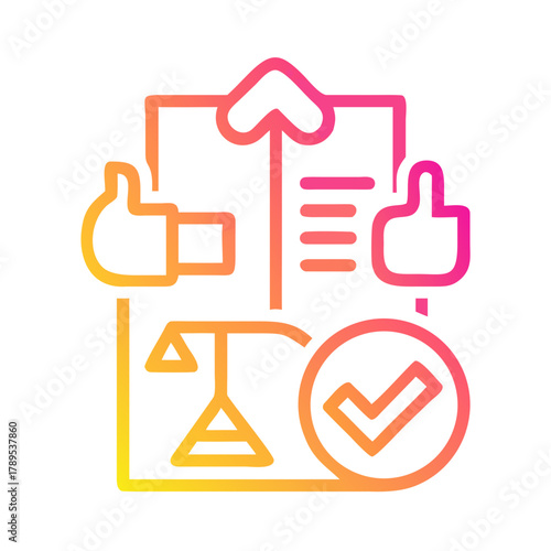 a flat gradient outline icon of ethical evaluation for web and graphic design.