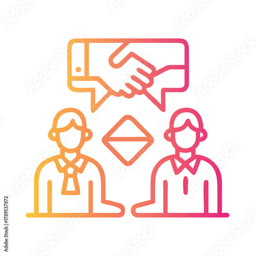 a flat gradient outline icon of ethical negotiation for web and graphic design.