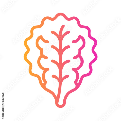 a flat gradient outline icon of kale for web and graphic design.