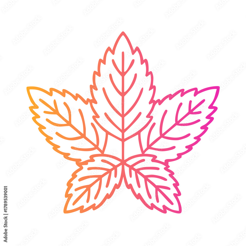 Fototapeta premium a flat gradient outline icon of mint leaves for web and graphic design.