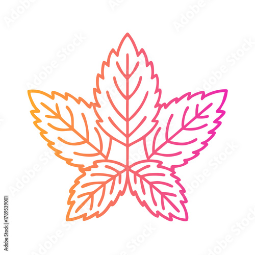 a flat gradient outline icon of mint leaves for web and graphic design.