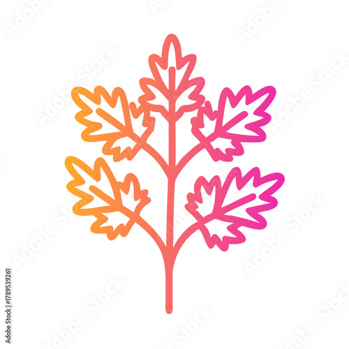 a flat gradient outline icon of parsley for web and graphic design.