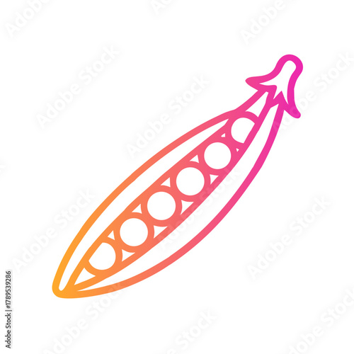 a flat gradient outline icon of pea pod for web and graphic design.