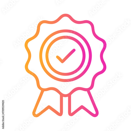 a flat gradient outline icon of quality assurance for web and graphic design.