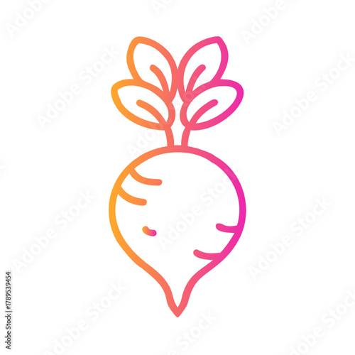a flat gradient outline icon of radish for web and graphic design.