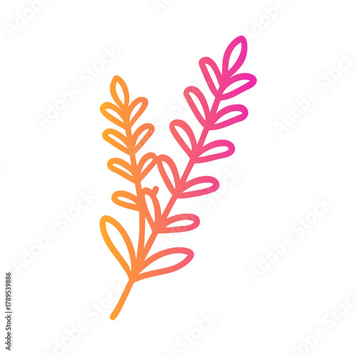 a flat gradient outline icon of thyme sprig for web and graphic design.