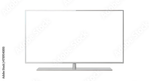 Modern silver television with blank screen