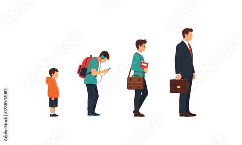 Evolution from child to businessman human life cycle stages