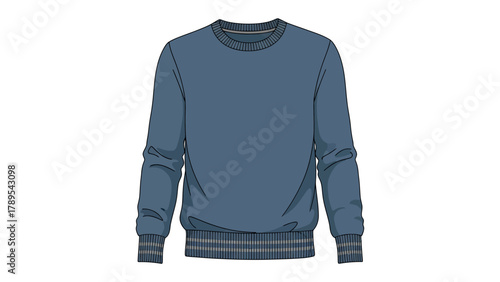 Stylish Blue Sweatshirt: A detailed illustration of a casual blue sweatshirt, perfect for everyday wear. showcasing its comfortable design.