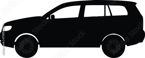 A sleek black silhouette of a modern suv vehicle stands prominently displayed high quality