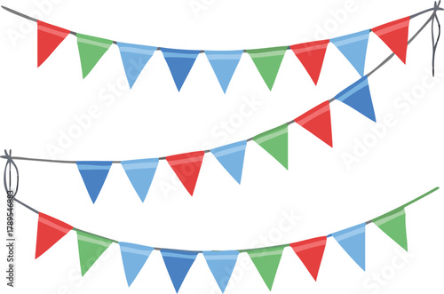 Colorful bunting flags arranged in rows perfect for festive decorations and celebrations high quality
