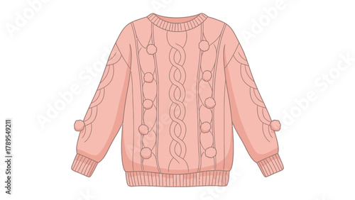 Cozy Sweater: A warm and stylish pink sweater, perfect for chilly days. This illustration showcases a comfortable knitwear design, ideal for the fashion-conscious.