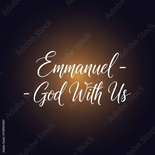 Elegant emmanuel god with us text design on a dark background, a reminder of faith and hope