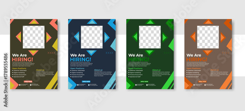 we are hiring job vacancy flyer and social media post template design for recruitment and open employment opportunity
