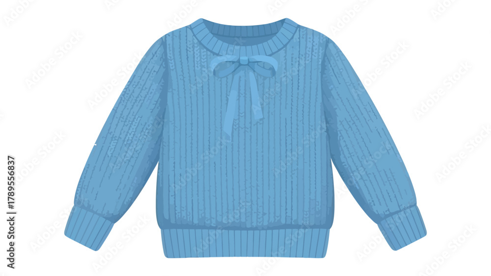 Fototapeta premium Sweet Azure Sweater: A soft blue sweater with a bow, a cozy and stylish garment for cooler days.