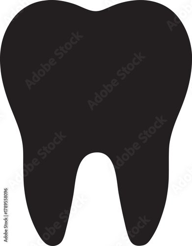 Silhouette tooth icon symbolizing dental health, hygiene, and oral care design.
