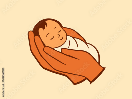 The hand that protects the baby Jesus.