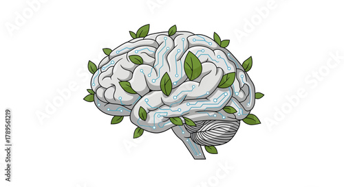 Boost your mind with nature's power, a fresh approach to mental clarity and growth with circuits and leaves for connection and organic thinking