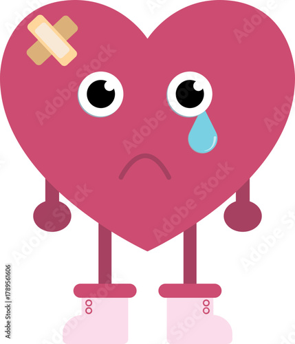 sad heart disease character cartoon