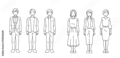 オフィスカジュアル 全身ポーズ モノクロスタイル