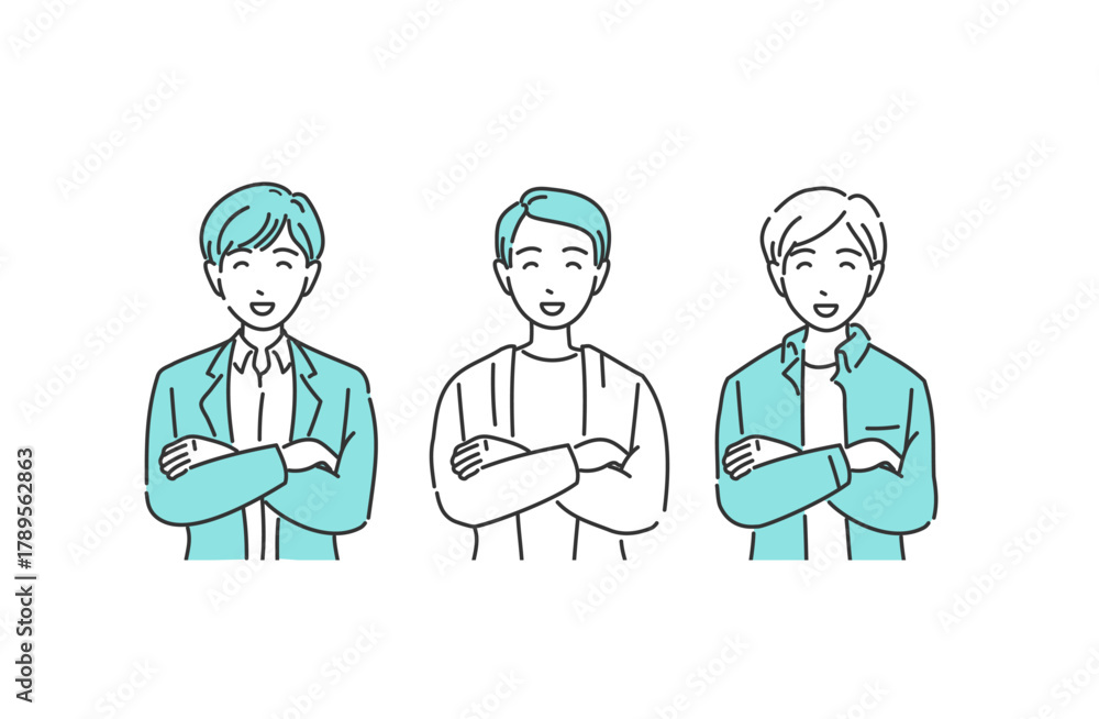 Naklejka premium オフィスカジュアルの男性 微笑む表情