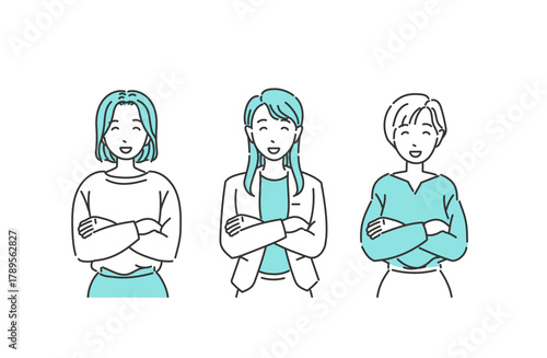 オフィスカジュアルの女性 腕組みで笑顔の人物