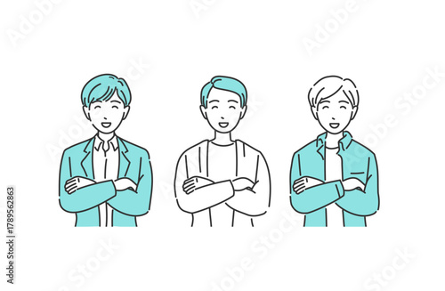 オフィスカジュアルの男性 微笑む表情