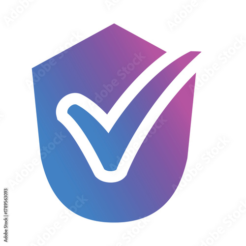 チェックマークのバッジアイコン　認証マーク　グラデーション　RGB