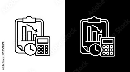 Asset Depreciation  White Icon Set Design
