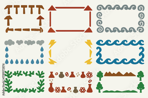 Earth Science Decorative Icons Set with Nature, Weather, and Environmental Frames