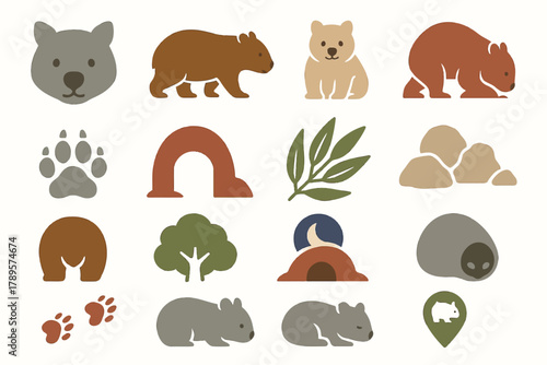 Wombat-Themed Icons and Symbols for Wildlife Appreciation and Conservation