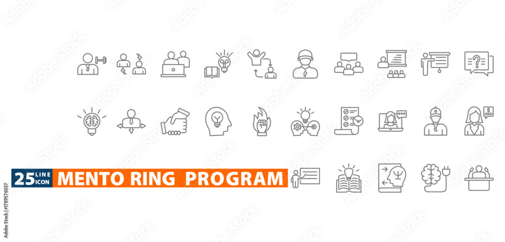 Fototapeta premium mentoring program outline icon sheet