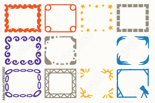 Space-Themed Decorative Frame Icons Collection