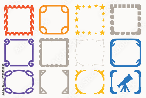 Space-Themed Decorative Frame Icons Collection