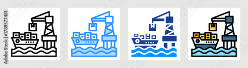 Port Logistics Icon Collection Set Multiple Style