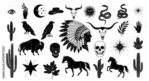 Western Silhouette Icons - Cowboy & Desert Vector Pack