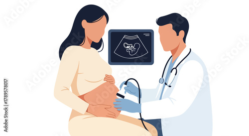 Pregnant Womans Ultrasound Examination by a Doctor