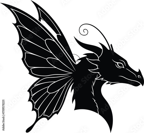 Fairy draegon silhouette  vector illustration